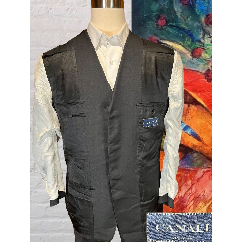 Canali 42R EU52 Mens Black Virgin Wool 3 Button Blazer Sport Coat Jacket - Picture 7 of 14